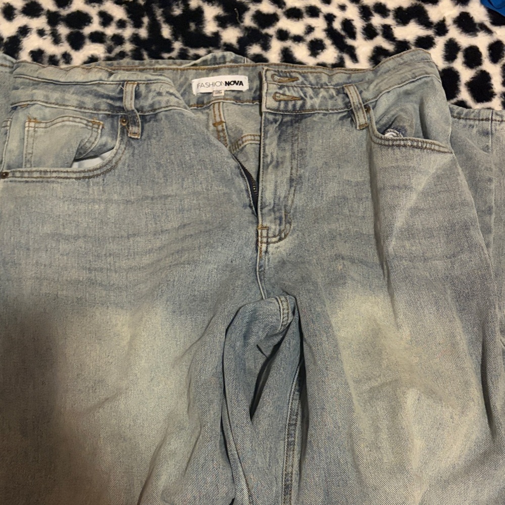Fashion Nova Pale Blue Relaxed Fit Denim Jeans